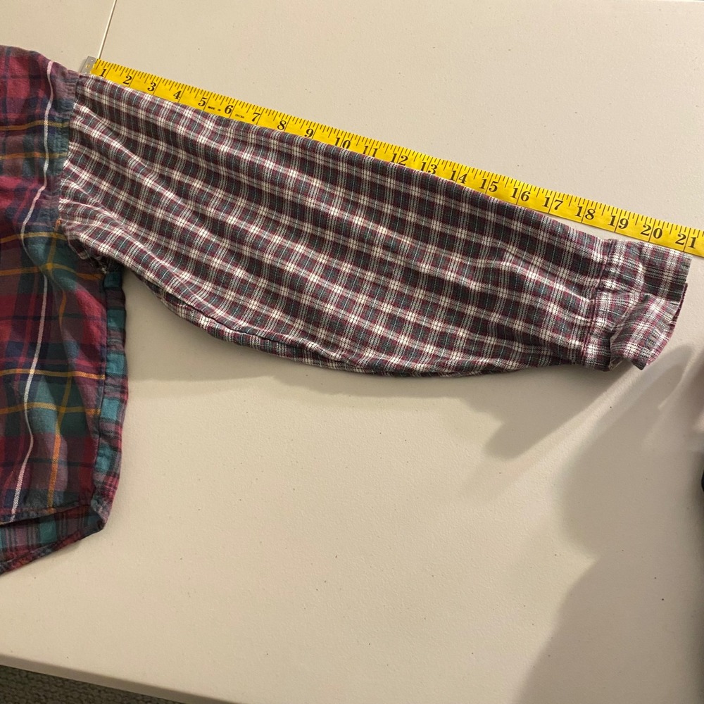 AMERICAN EAGLE Women Cozy Cabin Cropped Flannel Size Large Plaid Upcycled Grunge - Picture 12 of 14